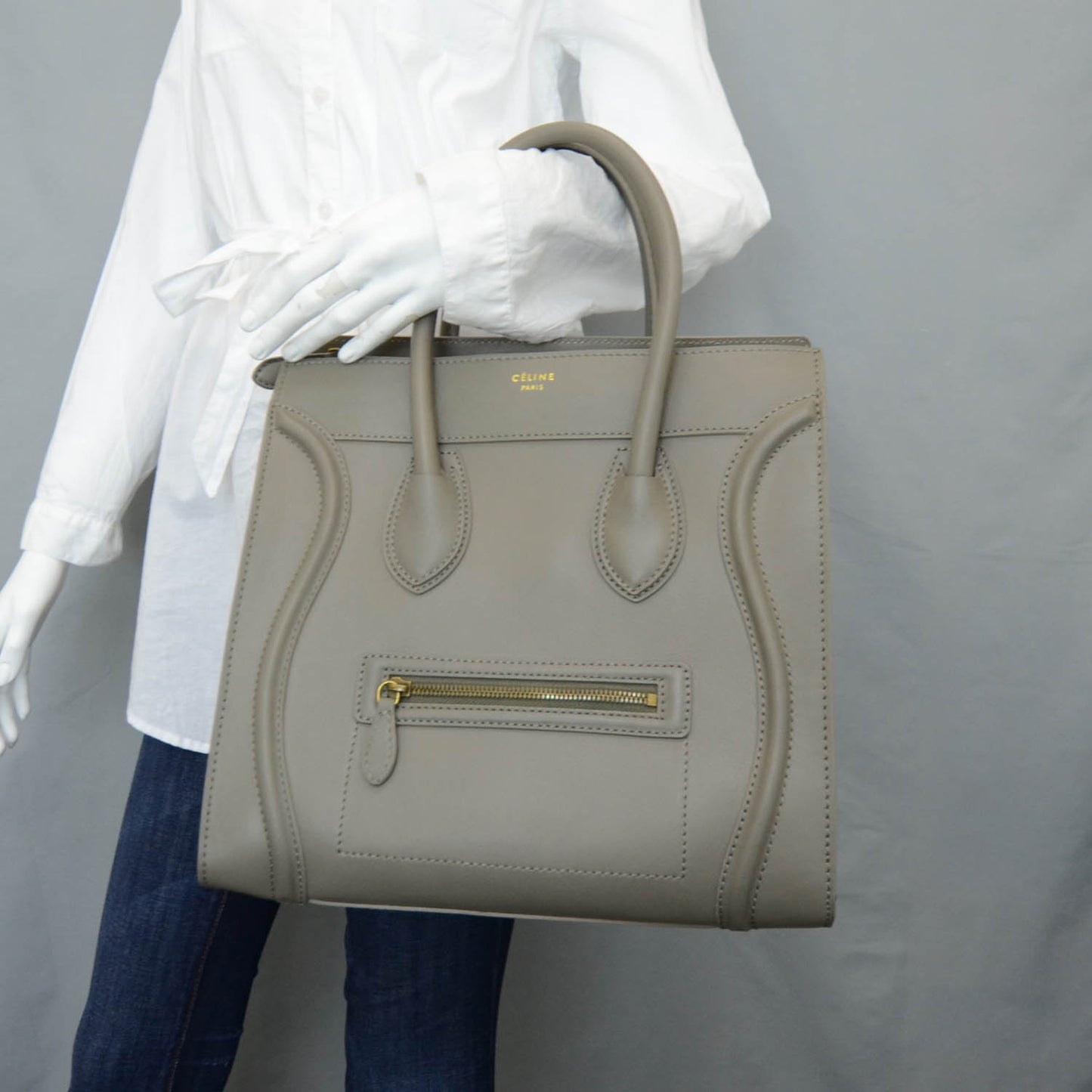 Smooth Calfskin Mini Luggage Bag Taupe