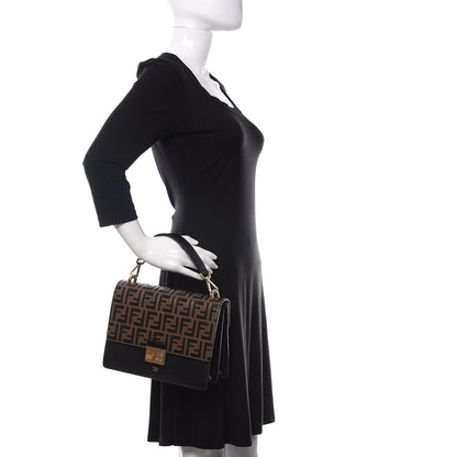 Fendi Vitello Liberty Bi-Color FF 1974 Embossed Kan U Shoulder Bag Black Maya 2 of 12
