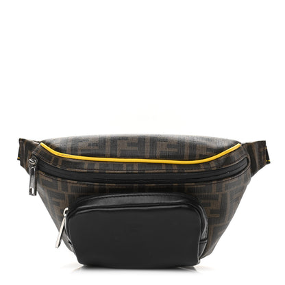 Fendi Glazed Fabric Vitello Century FF 1974 Pocket Belt Bag Mogano Panna Black Sunflower 1 of 9