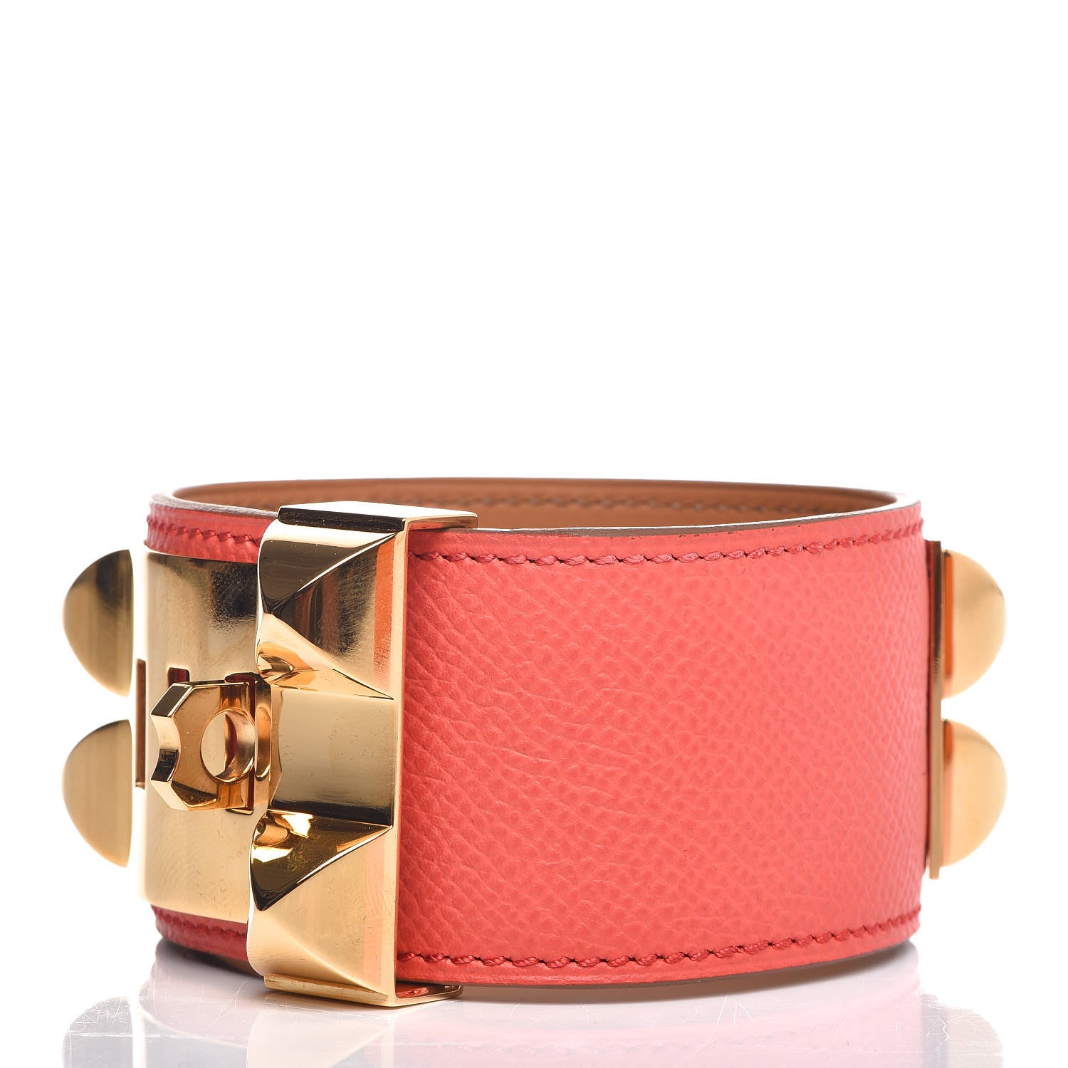 Hermes Epsom Collier de Chien CDC Bracelet L Rose Jaipur 3 of 6
