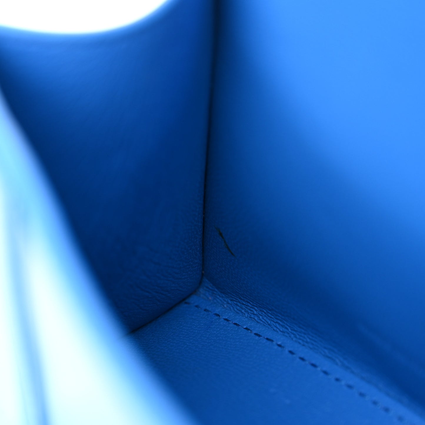 Shiny Box Calfskin Tonal B Hourglass Top Handle Bag XS Screen Blue