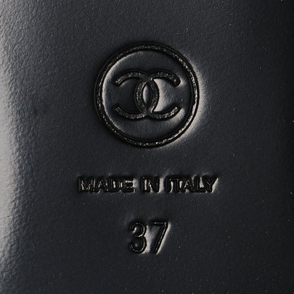 Chanel Lambskin Quilted CC Cap Toe Ballerina Flats 37 Light Blue Black 8 of 9