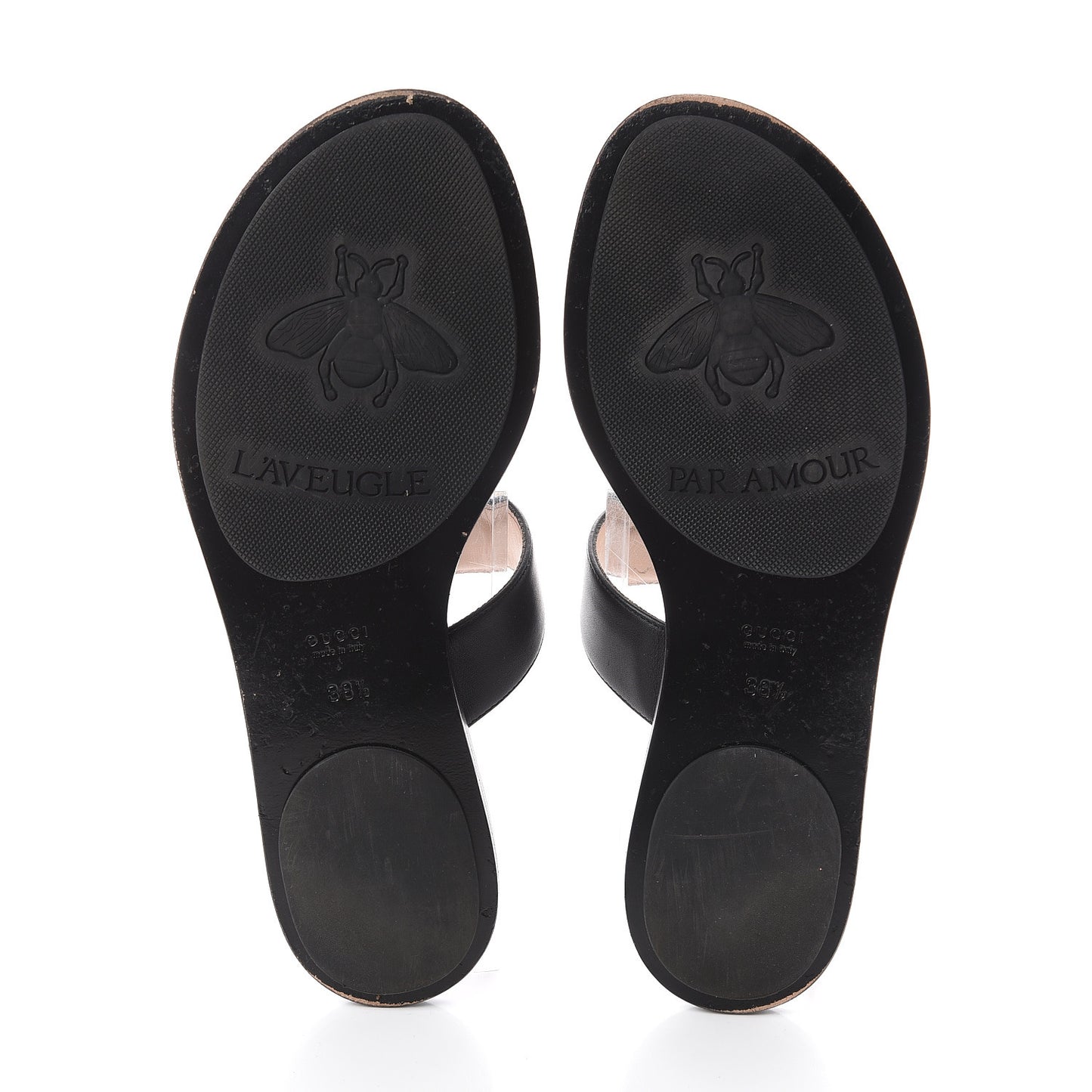 Calfskin GG Marmont Thong Sandals 38.5 Black