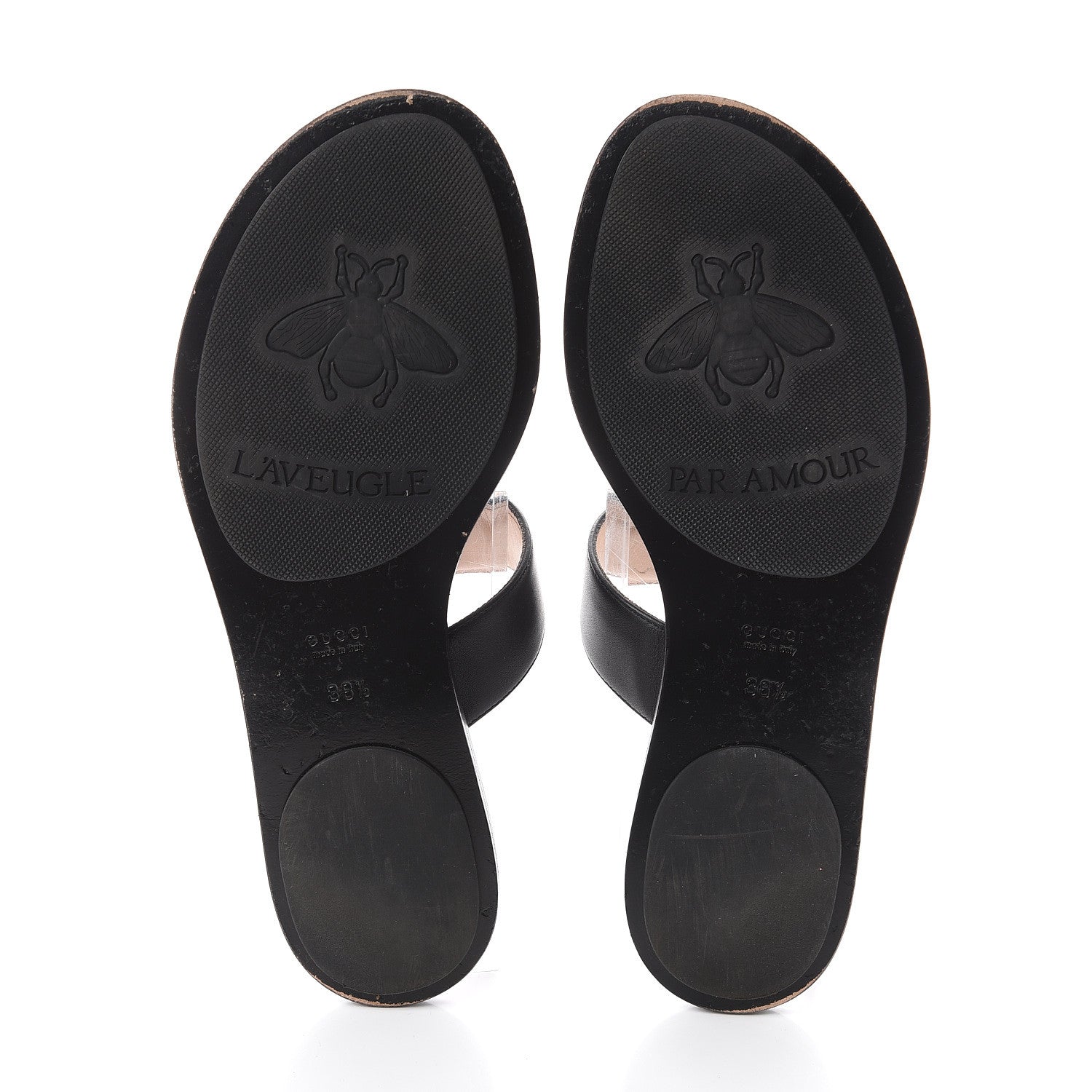 Gucci Calfskin GG Marmont Thong Sandals 38.5 Black 5 of 7