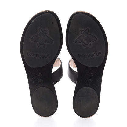 Gucci Calfskin GG Marmont Thong Sandals 38.5 Black 5 of 7