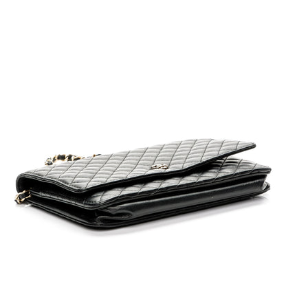 Chanel Lambskin Micro Quilted Wallet On Chain WOC Black 4 of 9