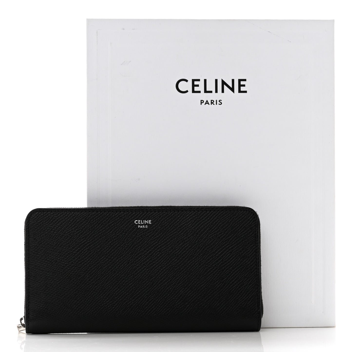 Calfskin Large Zip Around Multifunction Wallet Black