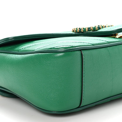 Gucci Azalea Calfskin Enamel Matelasse Diagonal Small Torchon GG Marmont Shoulder Bag New Shamarock Emerald 9 of 10