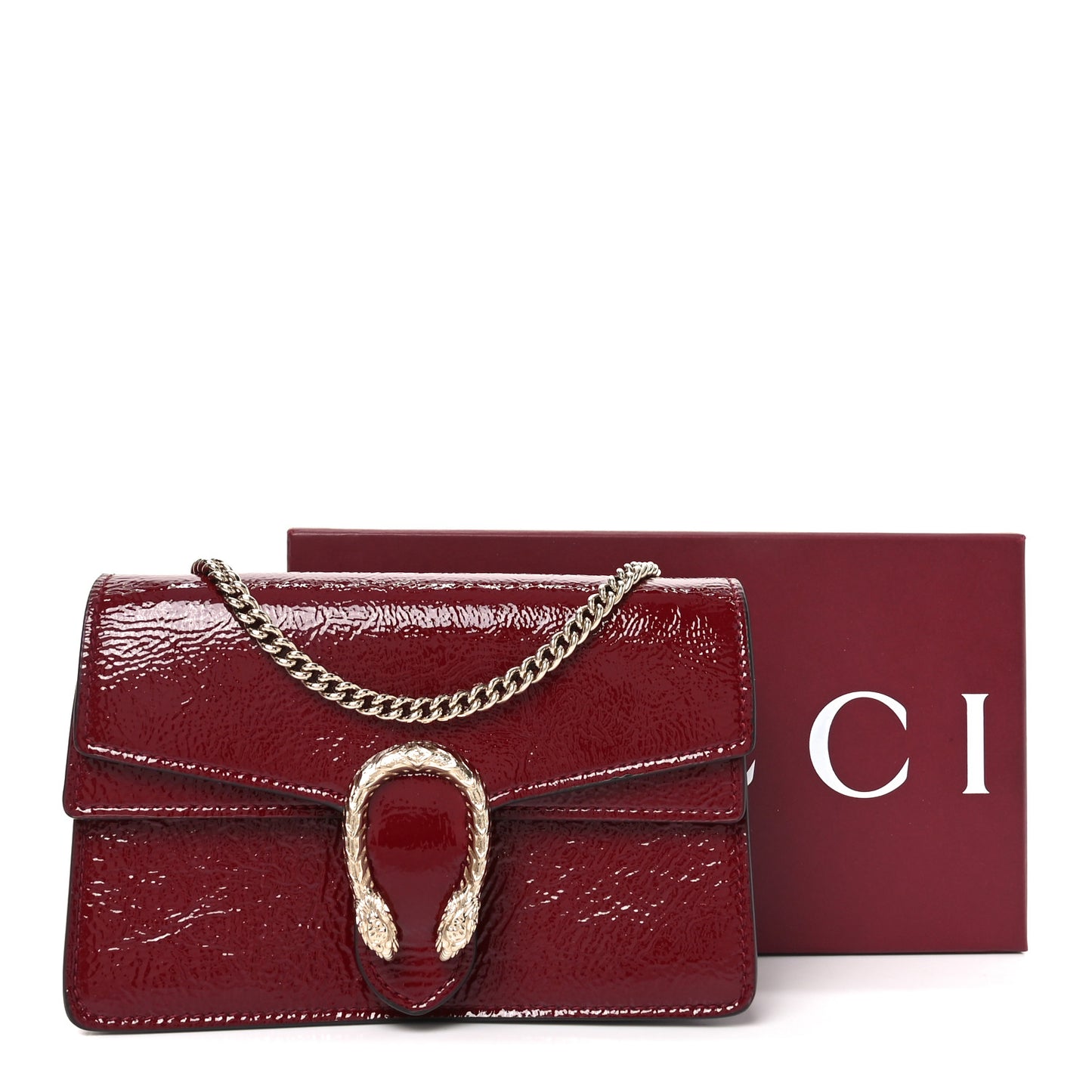 Crinkled Patent Mini Dionysus Shoulder Bag Rosso Ancora Red