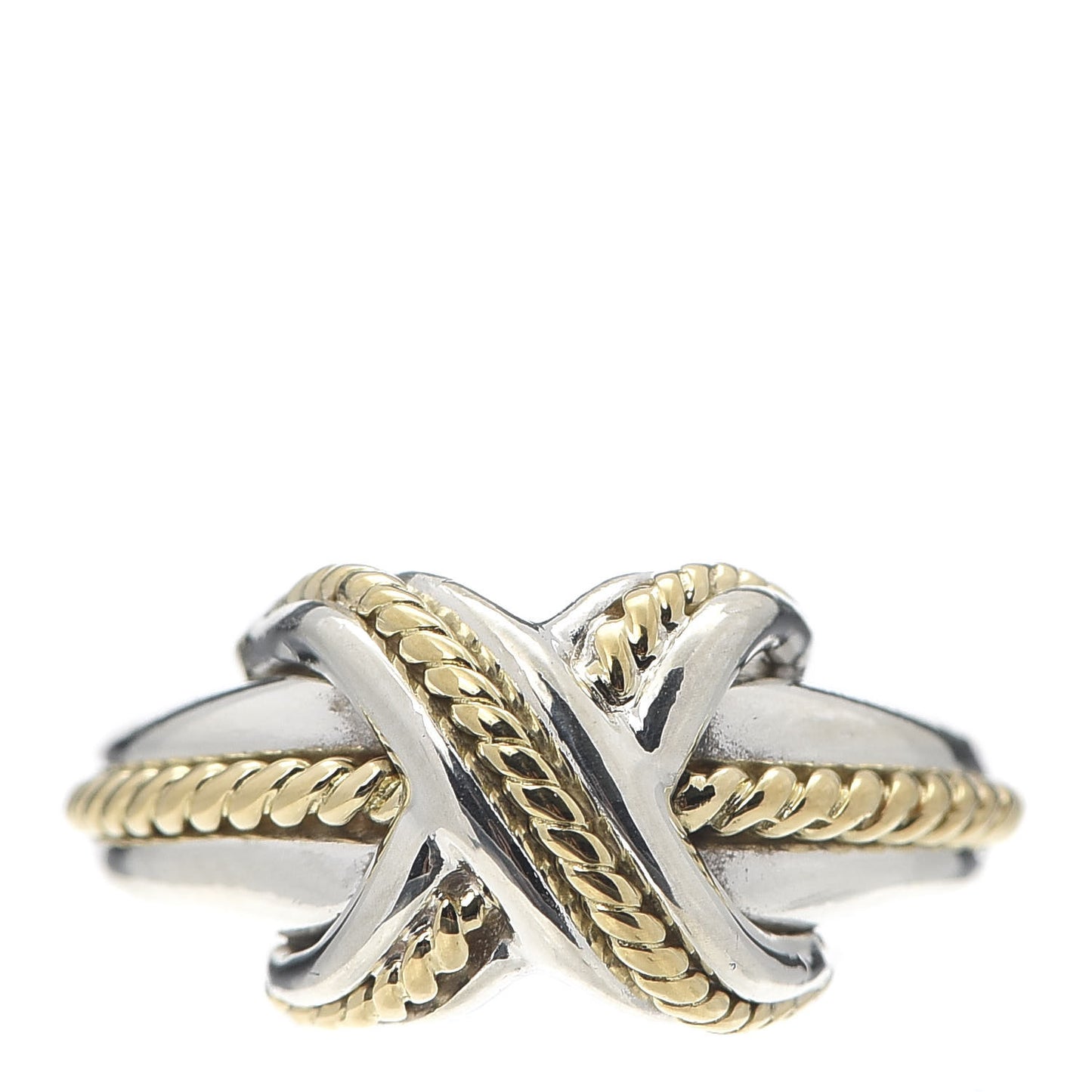 Sterling Silver 18K Yellow Gold Signature X Ring 54 7