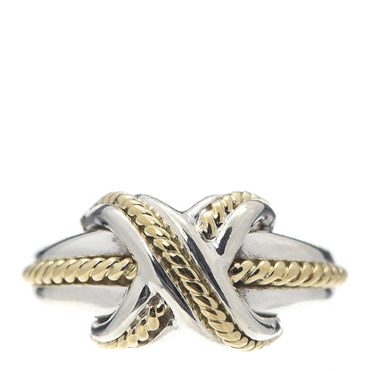 Tiffany Sterling Silver 18K Yellow Gold Signature X Ring 54 7 1 of 6