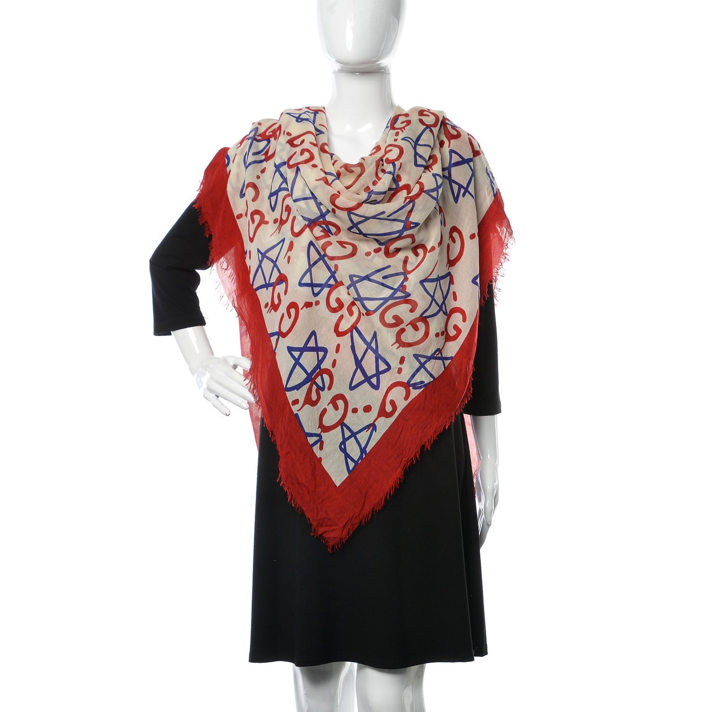 Modal Silk GucciGhost Print Square Scarf White