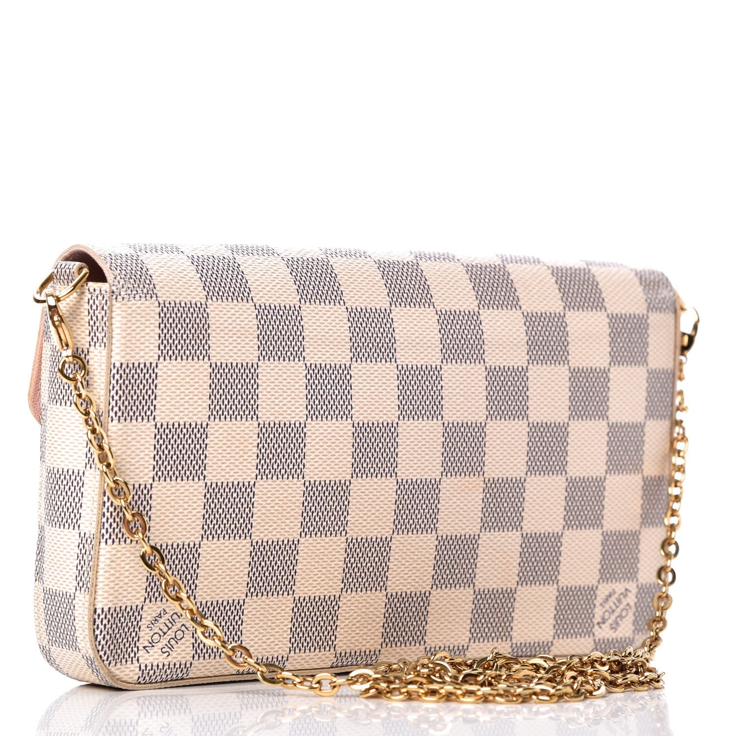 Louis Vuitton Damier Azur Pochette Felicie Chain Wallet Rose Ballerine 3 of 11