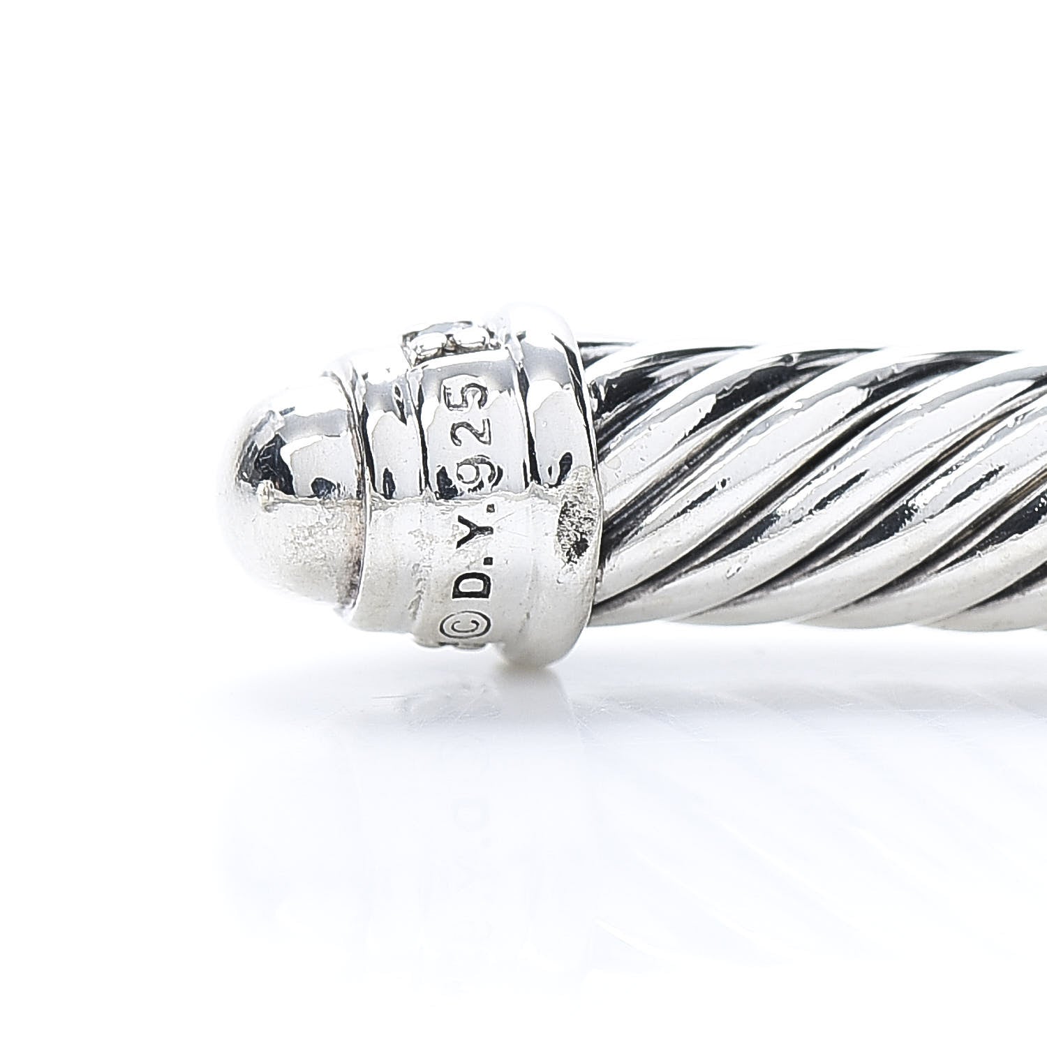 David Yurman Sterling Silver Diamond 5mm Cable Classics Dome Bracelet 4 of 5