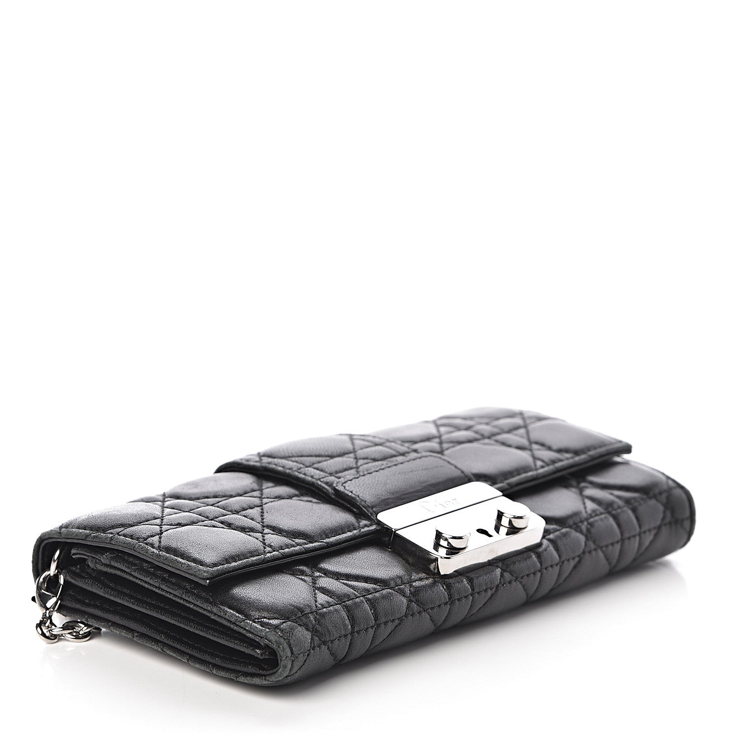 Christian Dior Lambskin Cannage Miss Dior Chain Wallet Black 4 of 8