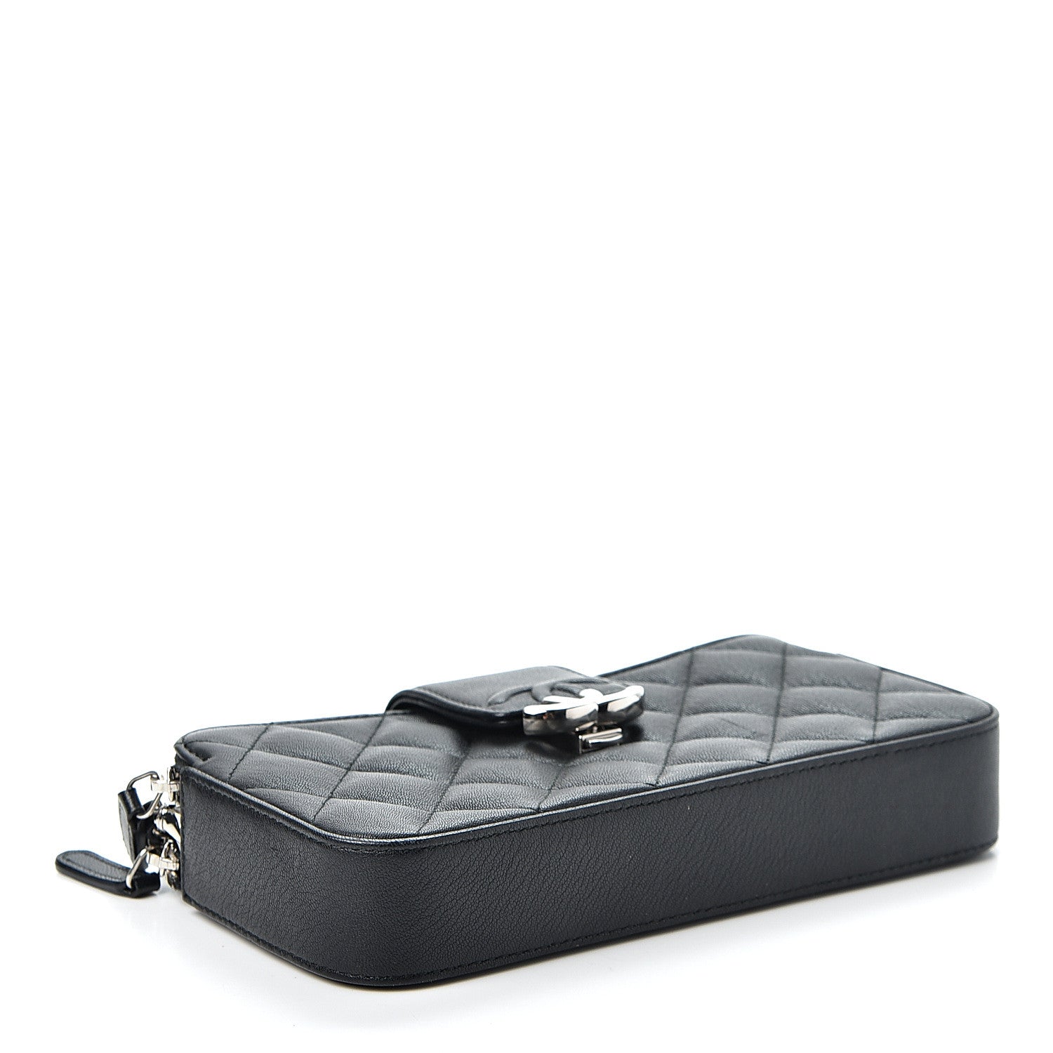 Chanel Goatskin Quilted CC Box Clutch With Chain Black 3 of 11