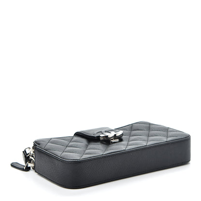 Chanel Goatskin Quilted CC Box Clutch With Chain Black 3 of 11