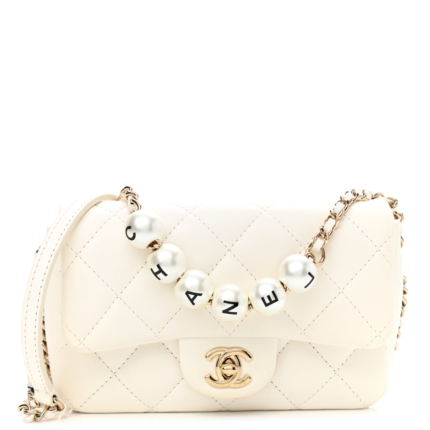 Lambskin Quilted Mini My Precious Flap White