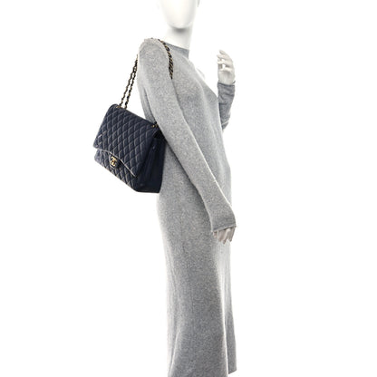 Chanel Caviar Quilted Maxi Double Flap Navy Blue 2 of 11