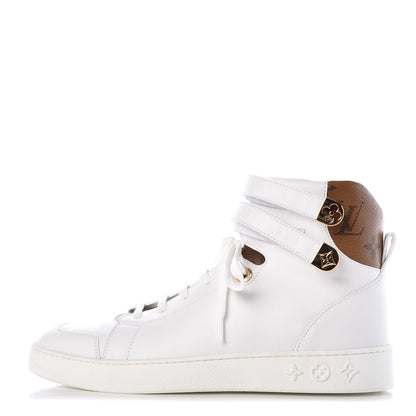 Louis Vuitton Calfskin Reverse Monogram Boombox High Top Sneakers 37.5 White 1 of 10