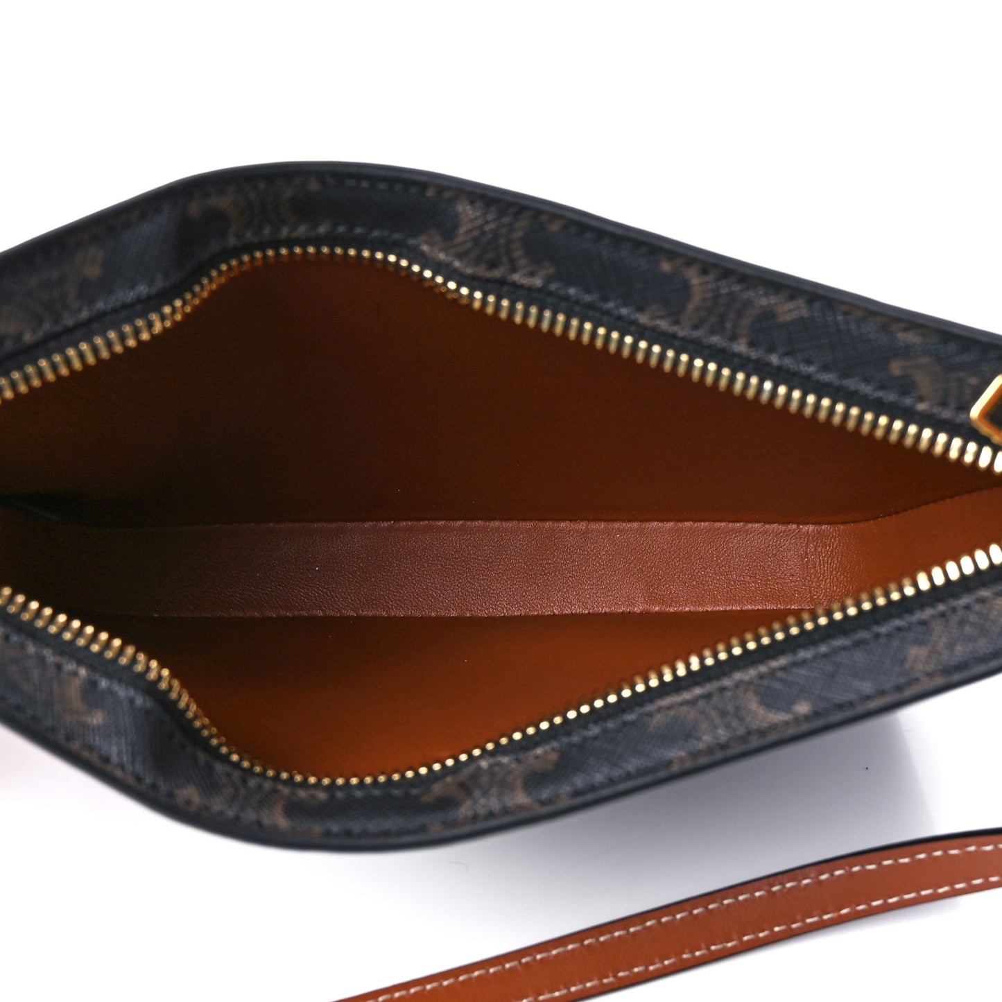 Triomphe Canvas Calfskin Medium Croque Bag Tan
