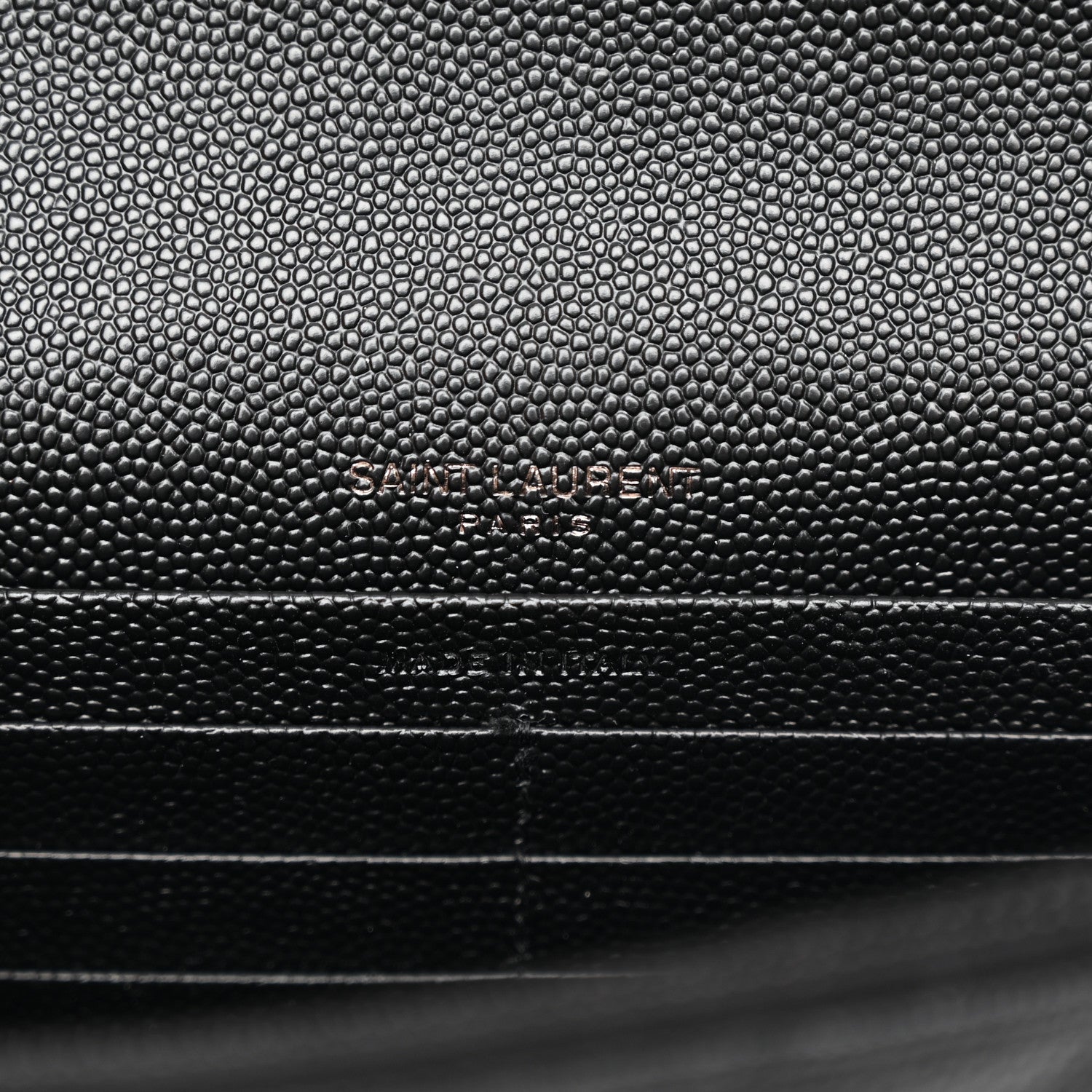Saint Laurent Grain De Poudre Matelasse Chevron Monogram Monochrome Envelope Chain Wallet Black 6 of 13