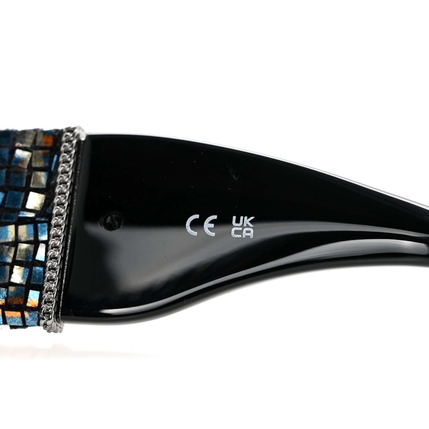 Acetate Tweed Diamanté Chain CC Rectangle Sunglasses 71549A Black Multicolor