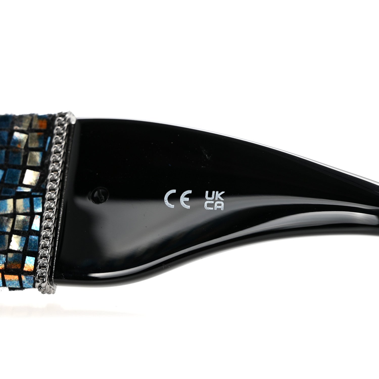 Chanel Acetate Tweed Diamanté Chain CC Rectangle Sunglasses 71549A Black Multicolor 7 of 9