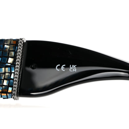 Chanel Acetate Tweed Diamanté Chain CC Rectangle Sunglasses 71549A Black Multicolor 7 of 9
