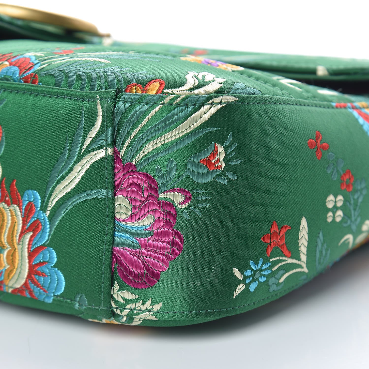 Gucci Jacquard Matelasse Floral Medium GG Marmont Shoulder Bag Green 10 of 11