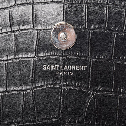 Saint Laurent Calfskin Crocodile Embossed Medium Classic Monogram Kate Tassel Satchel Black 7 of 13