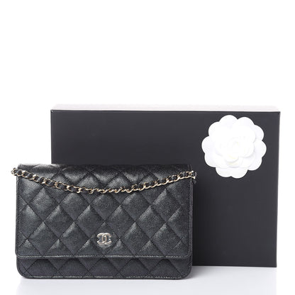 Chanel Iridescent Caviar Quilted Wallet On Chain WOC Black 11 of 11