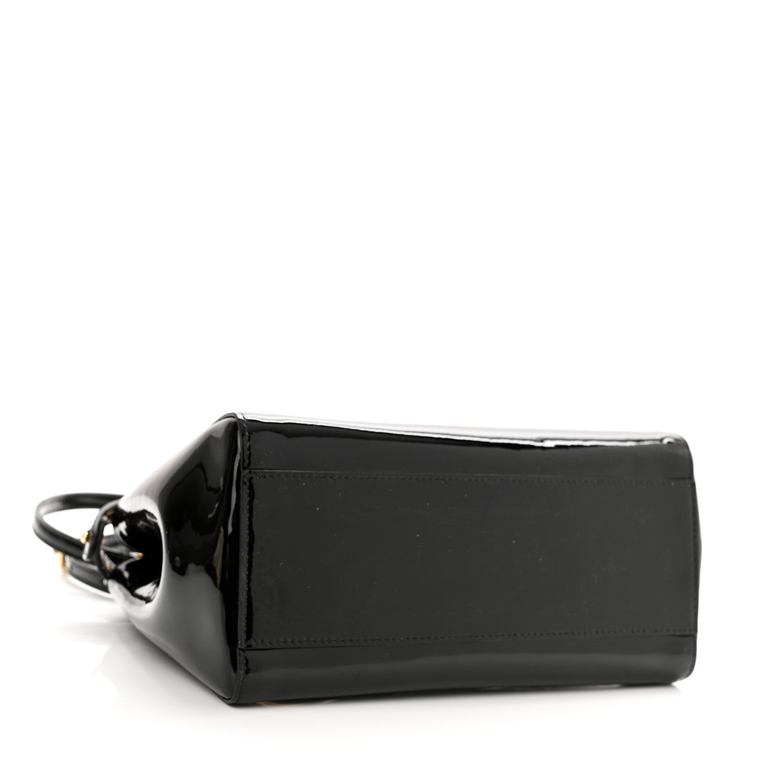 Fendi Vitello Vernice Mou Mini Peekaboo Iconic Satchel Black 4 of 10
