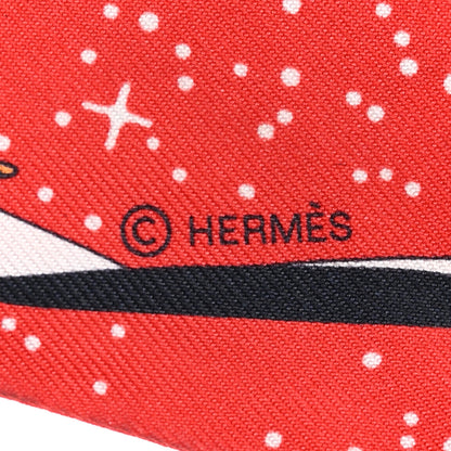 Hermes Silk Space Derby Twilly Rouge Vert Bleu 4 of 4