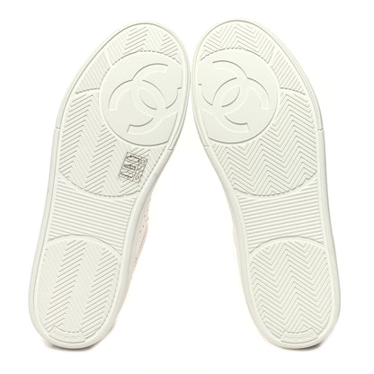 Chanel Calfskin Womens Logo Sneakers 40 White Pink 5 of 8
