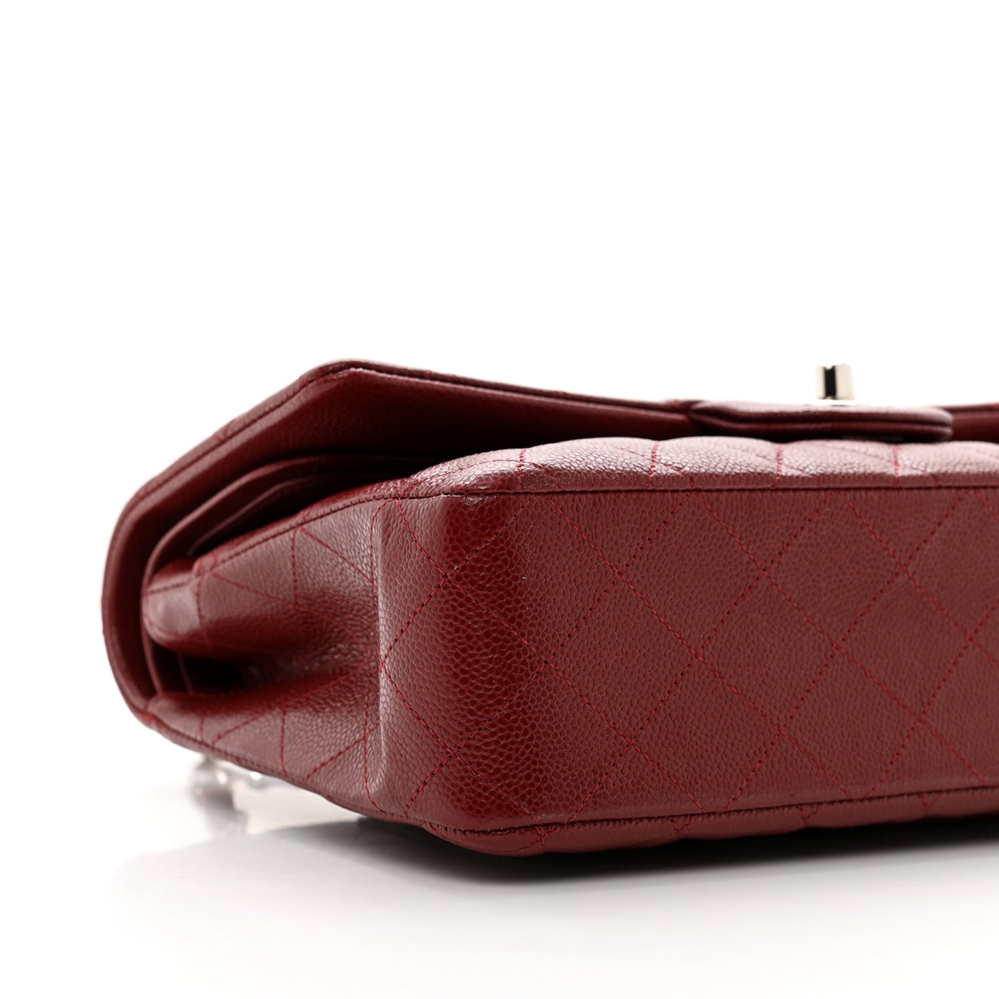 Caviar Quilted Medium Double Flap Burgundy