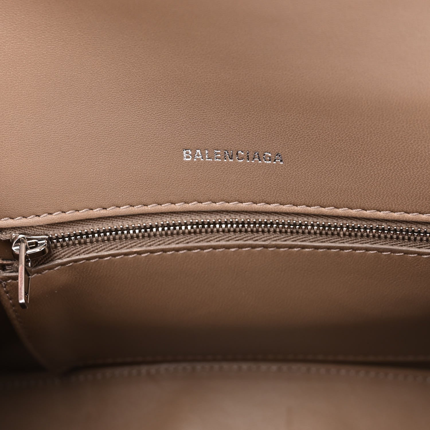 Balenciaga Shiny Calfskin Crocodile Embossed Small Hourglass Top Handle Bag Mink Grey 5 of 9
