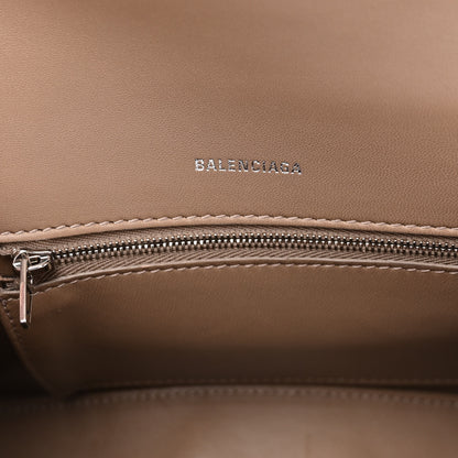 Balenciaga Shiny Calfskin Crocodile Embossed Small Hourglass Top Handle Bag Mink Grey 5 of 9