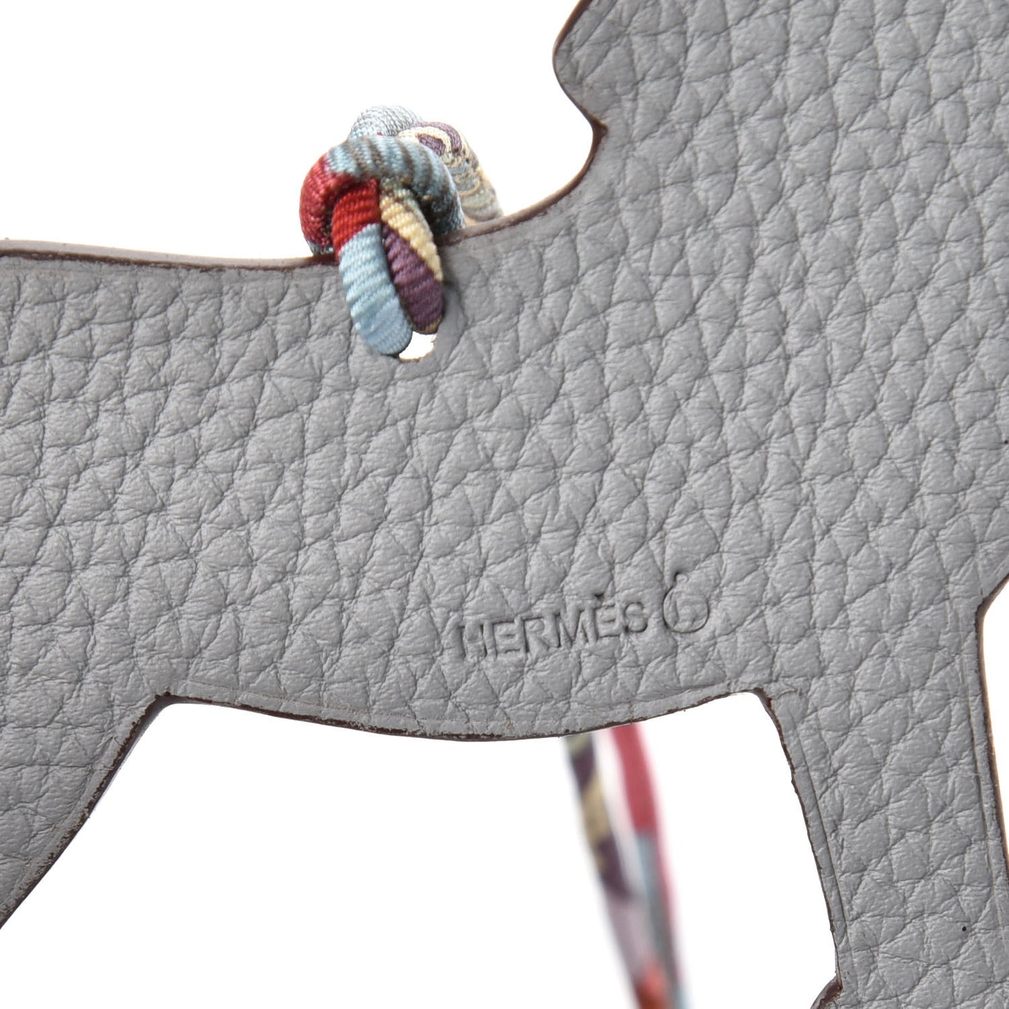 Epsom Togo Petit H Bag Charm Horse GM Gris Mouette