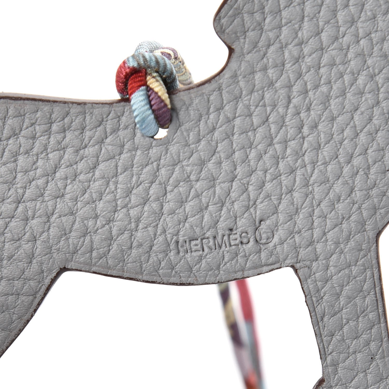 Hermes Epsom Togo Petit H Bag Charm Horse GM Gris Mouette 3 of 4