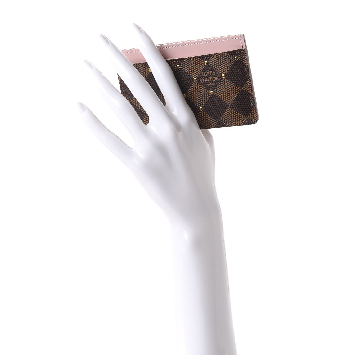 Louis Vuitton Damier Ebene Studded Card Holder Rose Ballerine 2 of 8