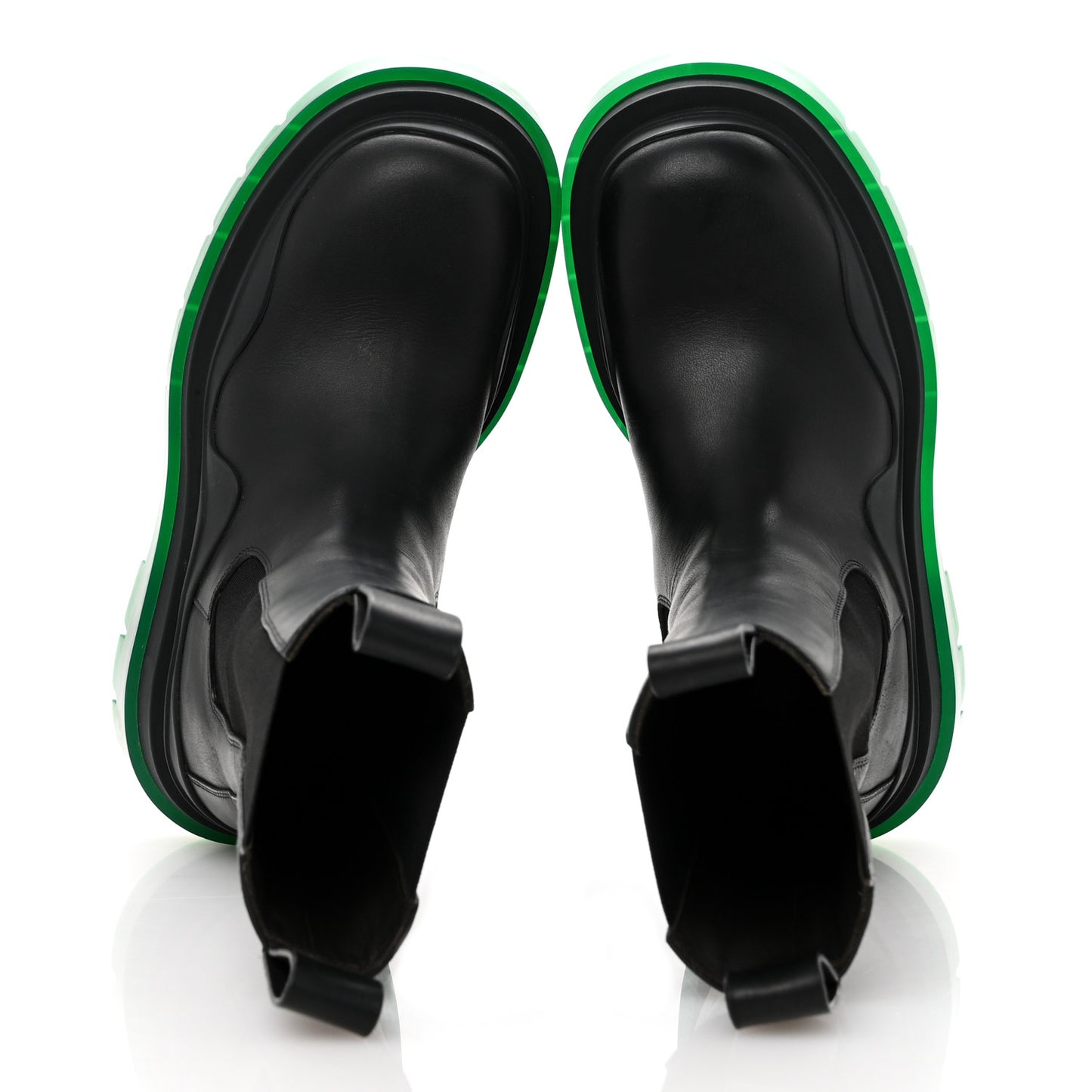 Calfskin The Tire Chelsea Boots 35 Black Green