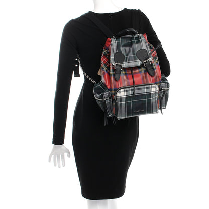 Burberry Laminated Tartan Patchwork Medium Rucksack Backpack Military Red 2 of 7