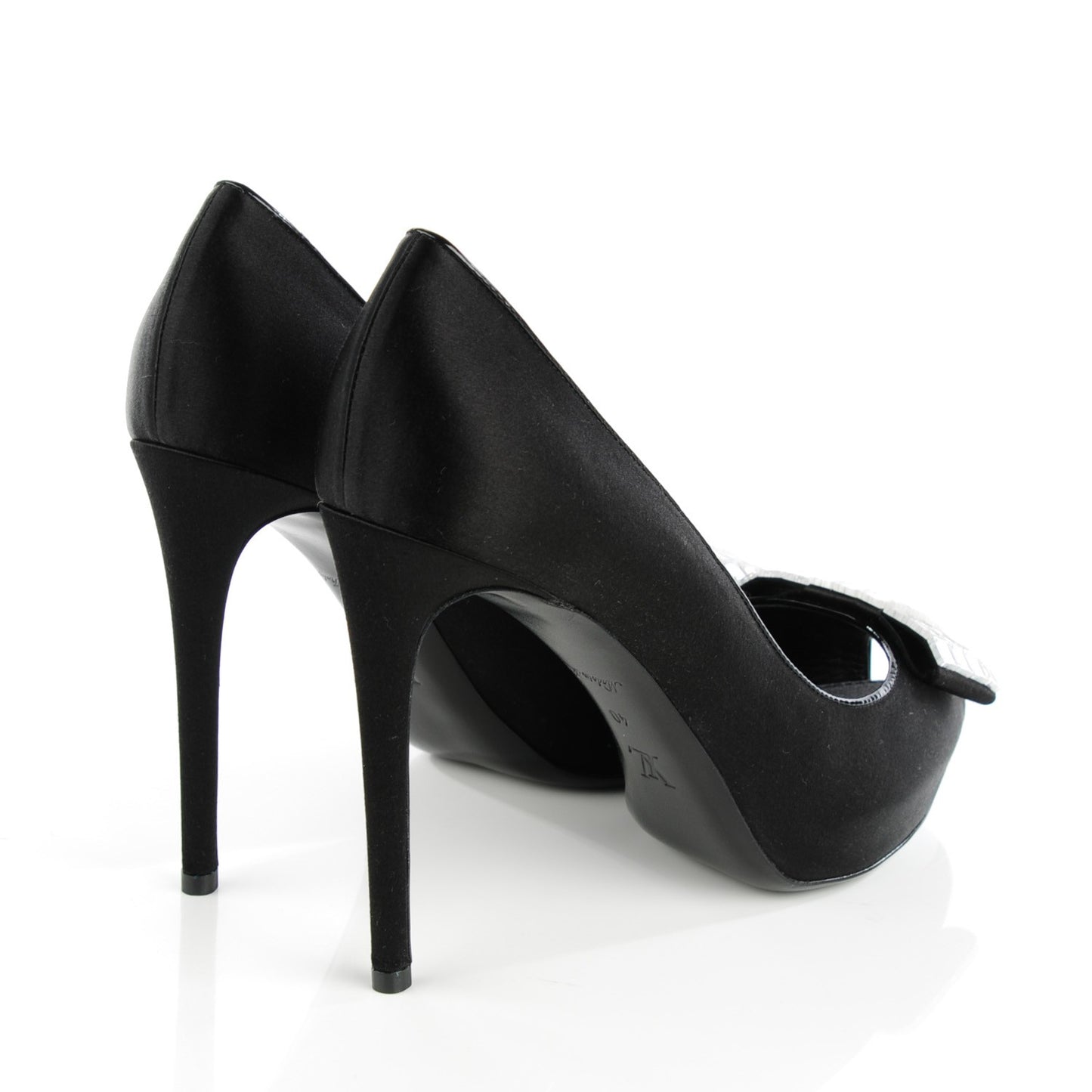Satin Music Hall Open Toe Pumps 40 Black