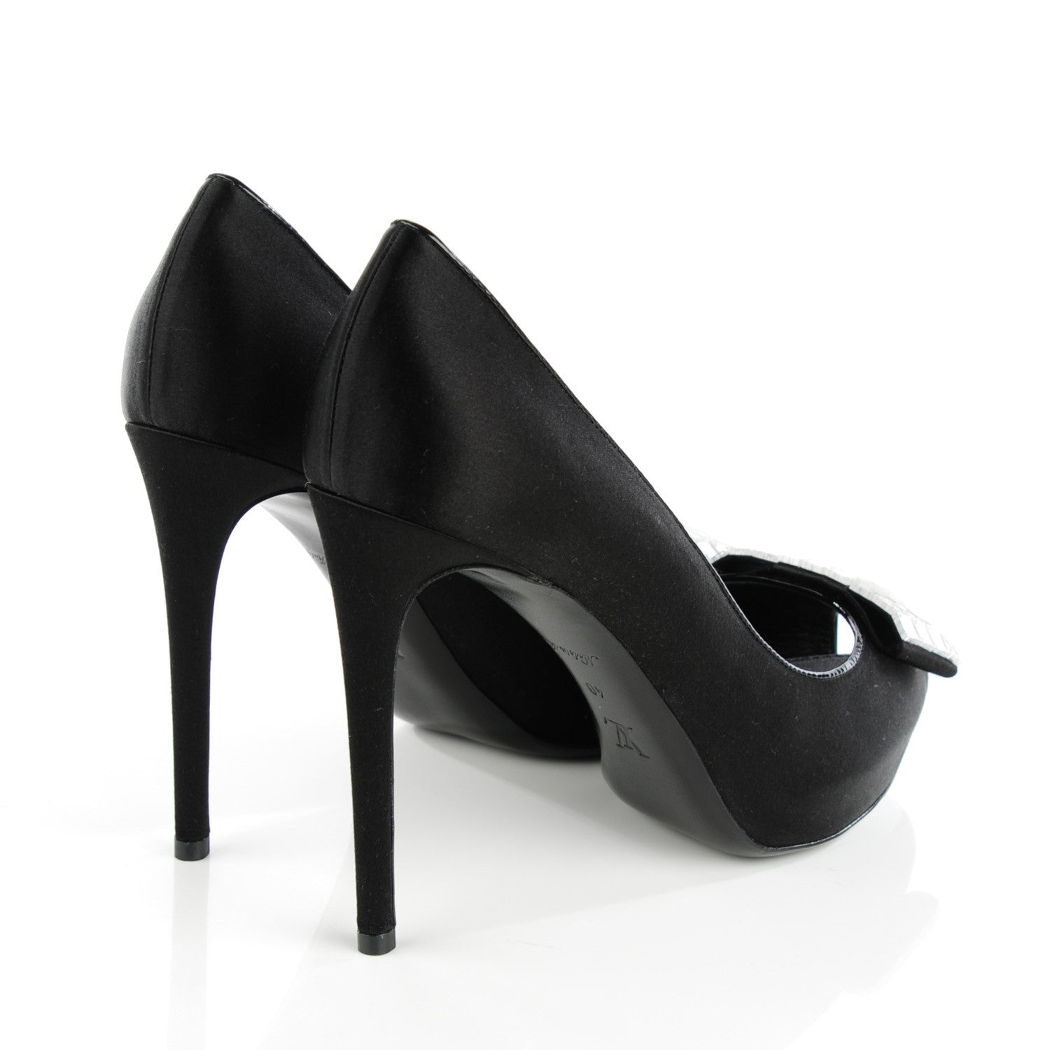 Louis Vuitton Satin Music Hall Open Toe Pumps 40 Black 4 of 9