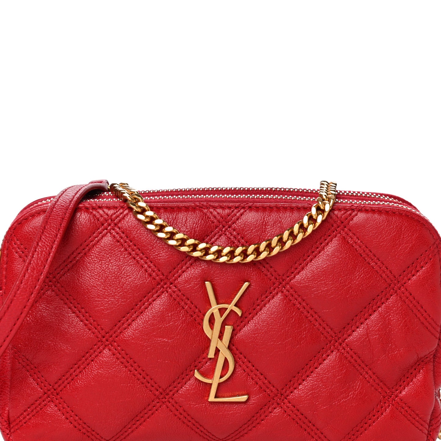 Grained Lambskin Quilted Mini Becky Double Zip Bag Rouge Eros