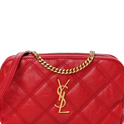 Saint Laurent Grained Lambskin Quilted Mini Becky Double Zip Bag Rouge Eros 8 of 15