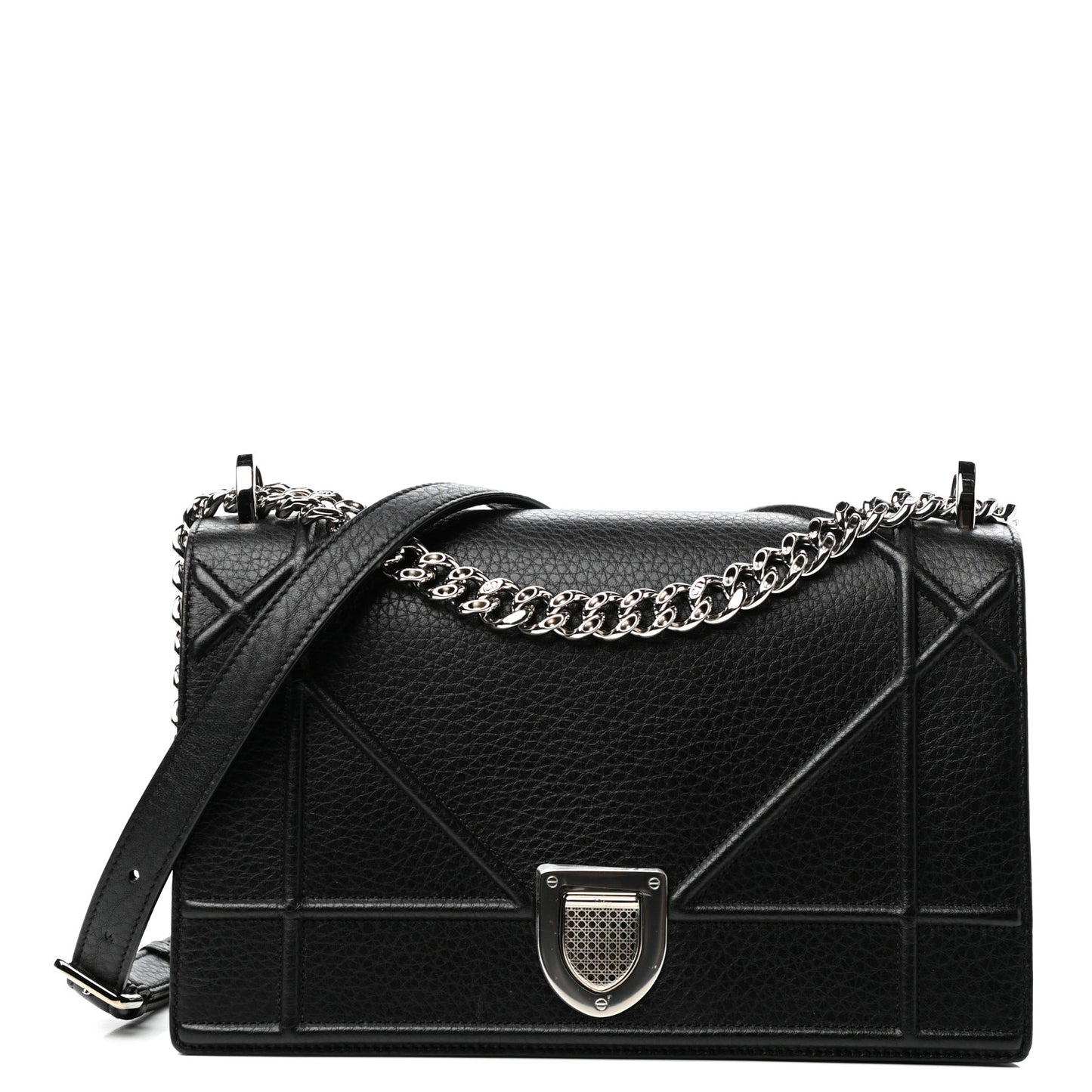 Grained Calfskin Medium Diorama Flap Bag Black