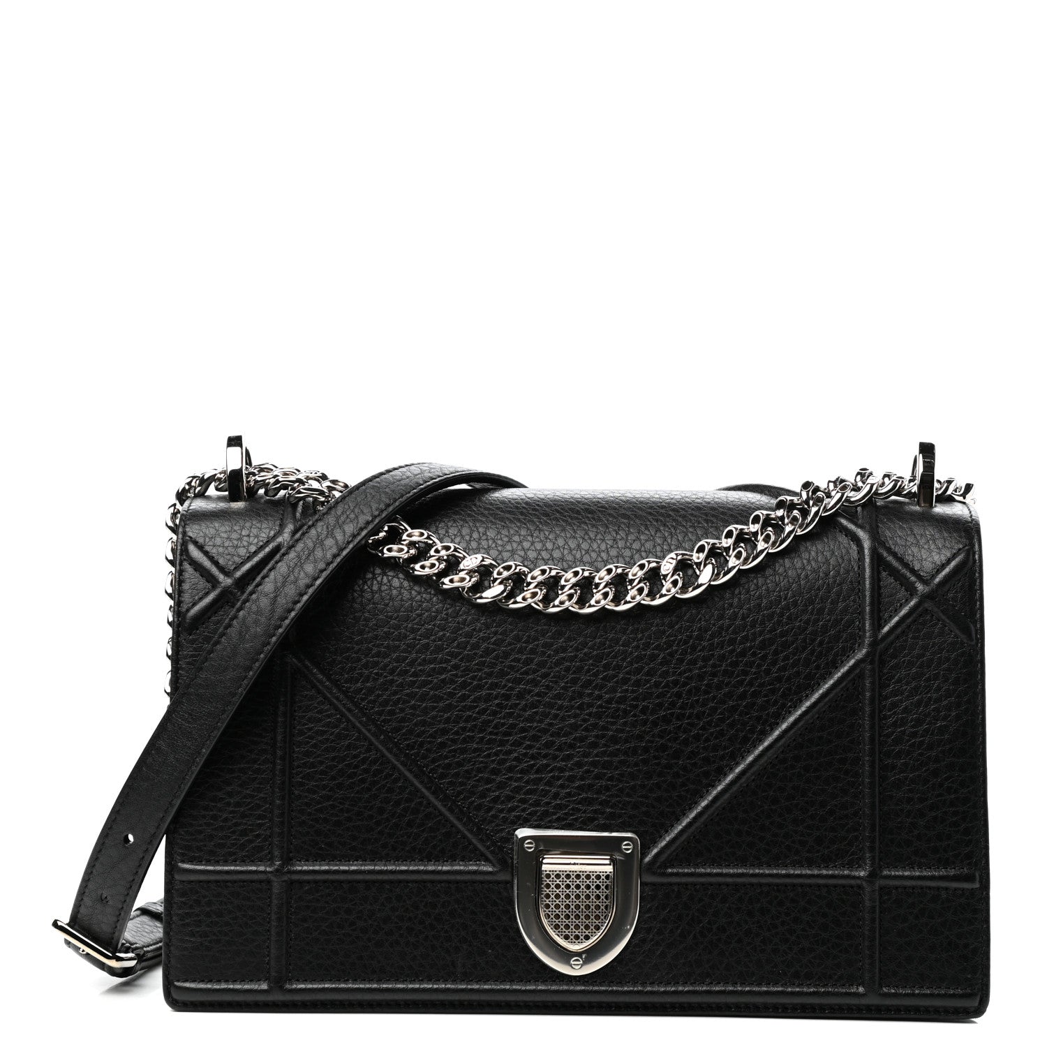 Christian Dior Grained Calfskin Medium Diorama Flap Bag Black 1 of 9