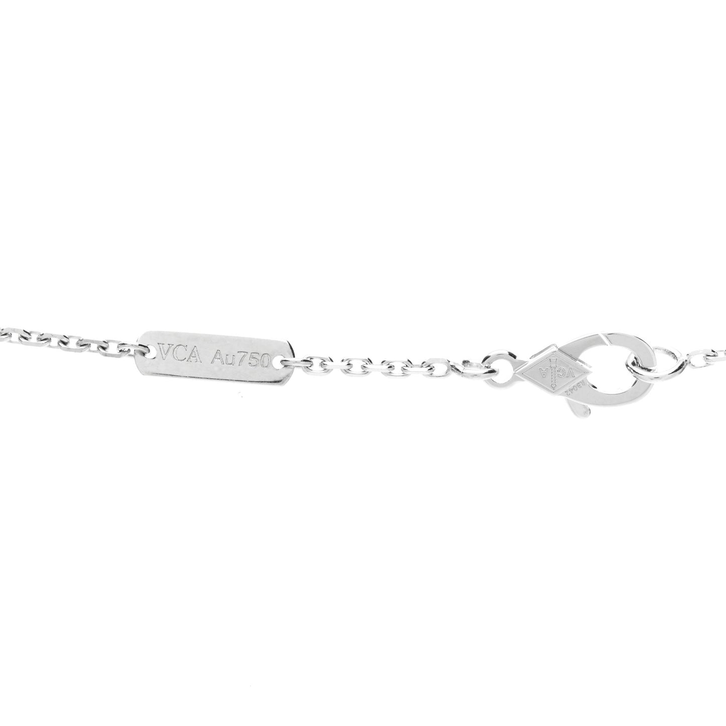 18K White Gold Mother of Pearl Vintage Alhambra Pendant Necklace